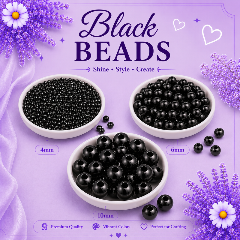 Plastic Beads Black All sizes