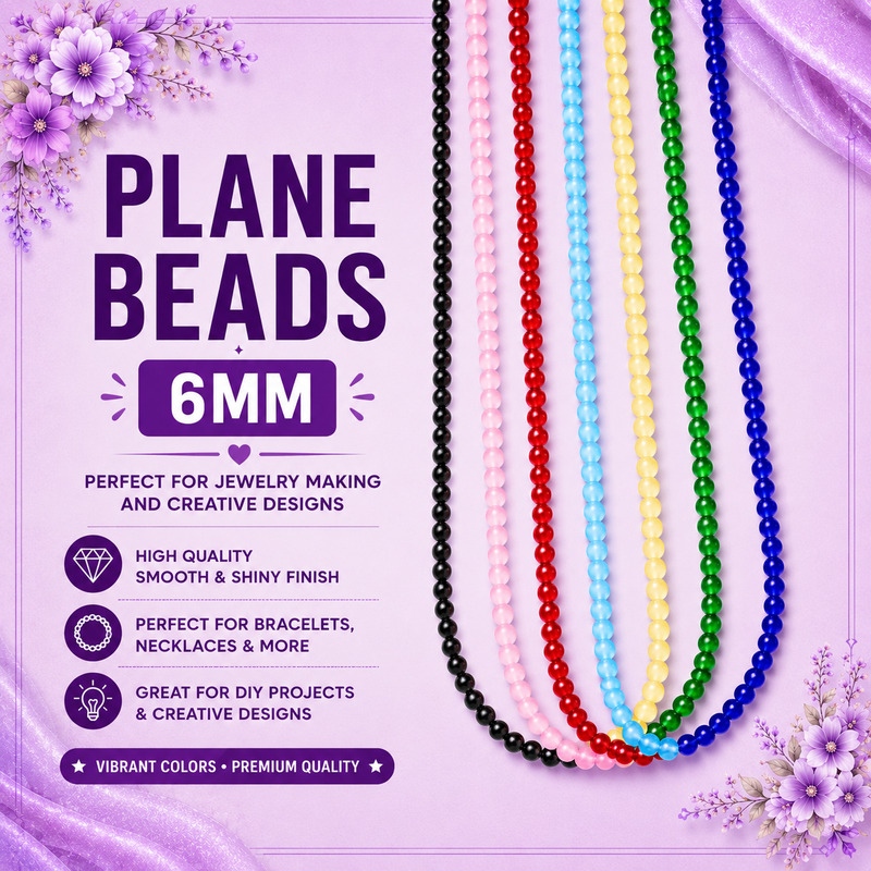 Plane Glass Beads 6mm