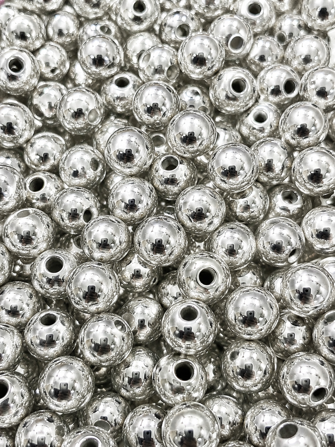 Plastic Beads Silver All Sizes Collection