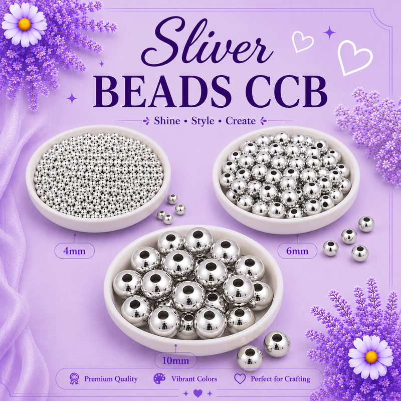 Plastic Beads Silver