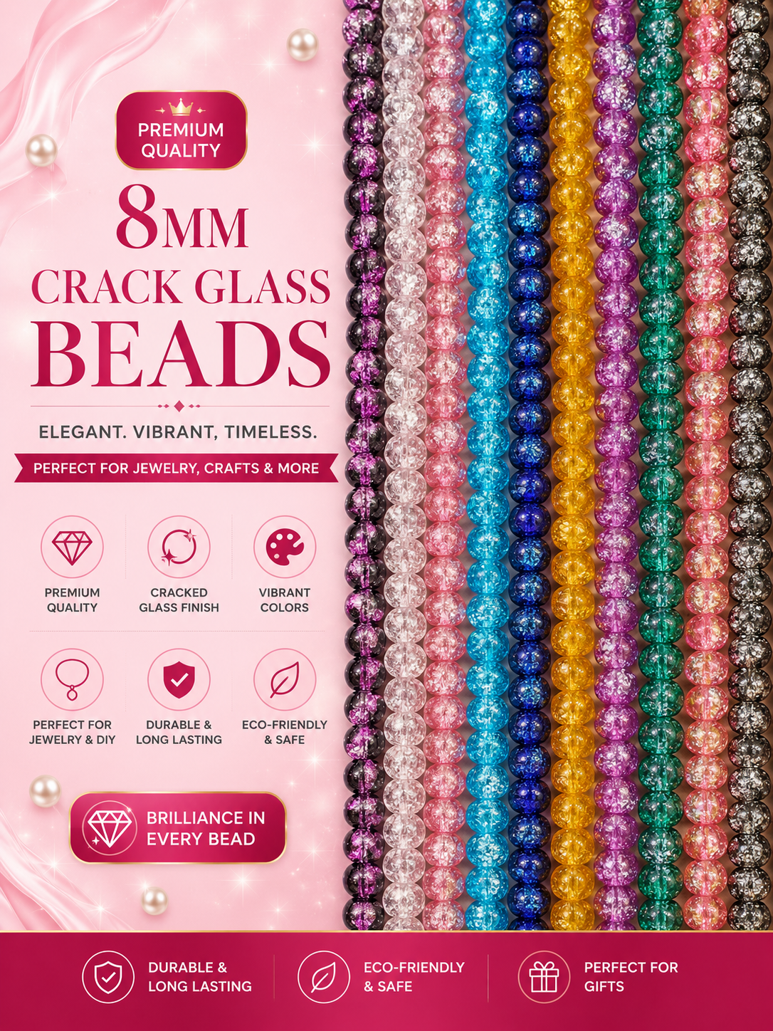 Crack Glass Beads 8mm