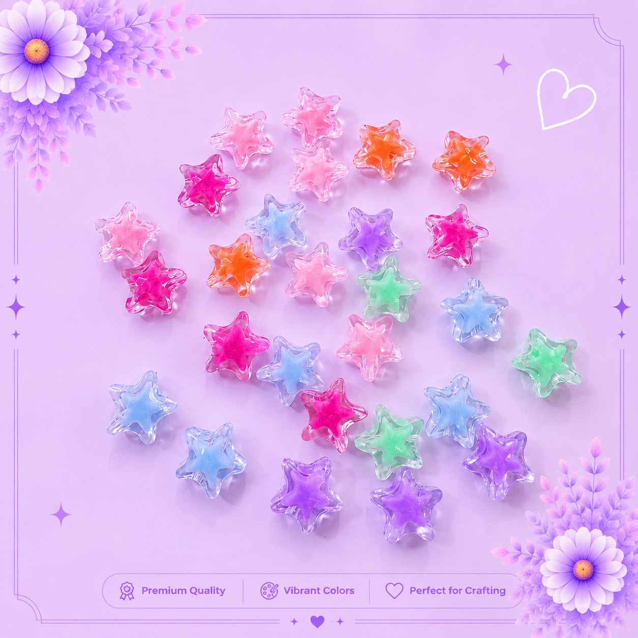 Transparent Colorful Star Beads