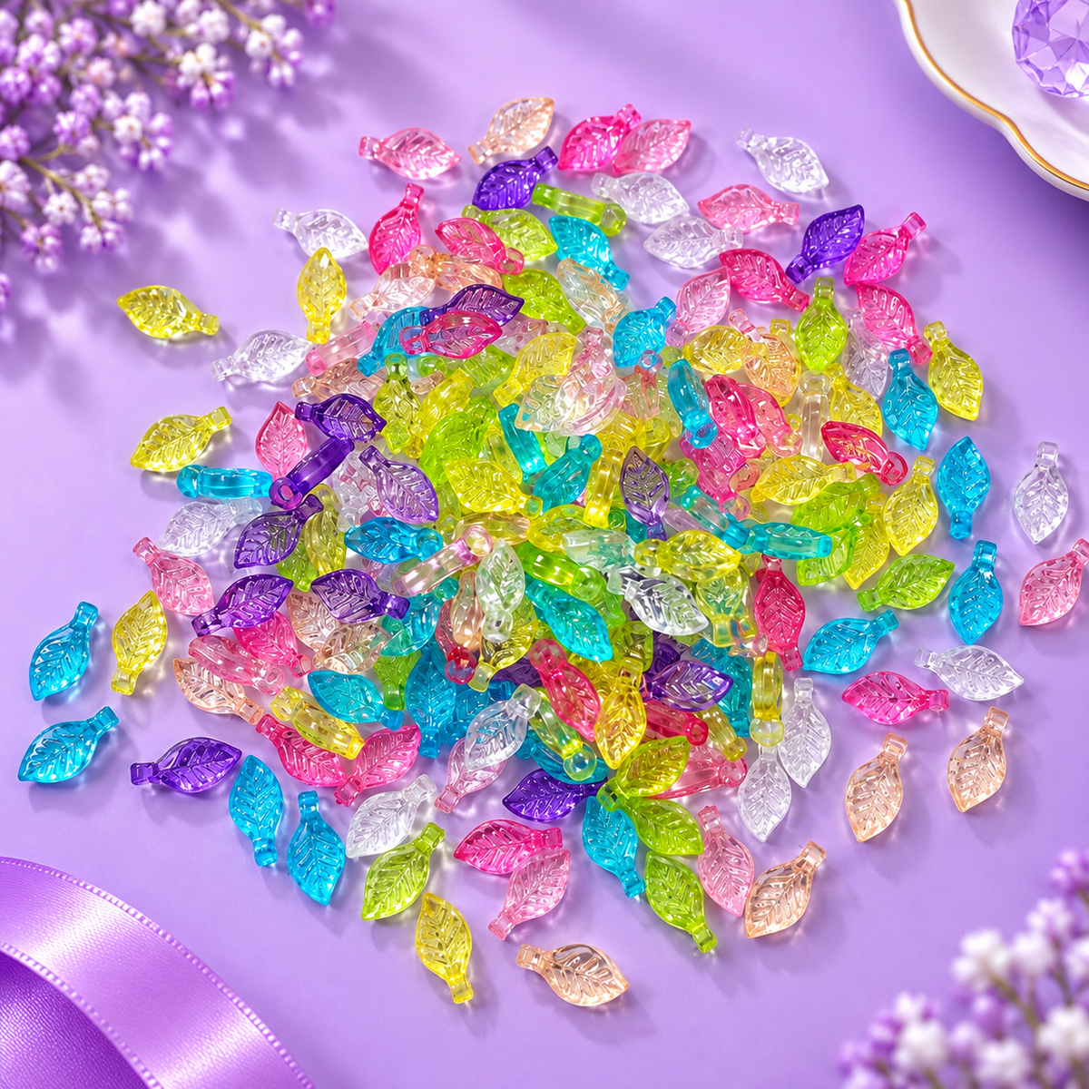 Multishade Crystal Leaf Beads