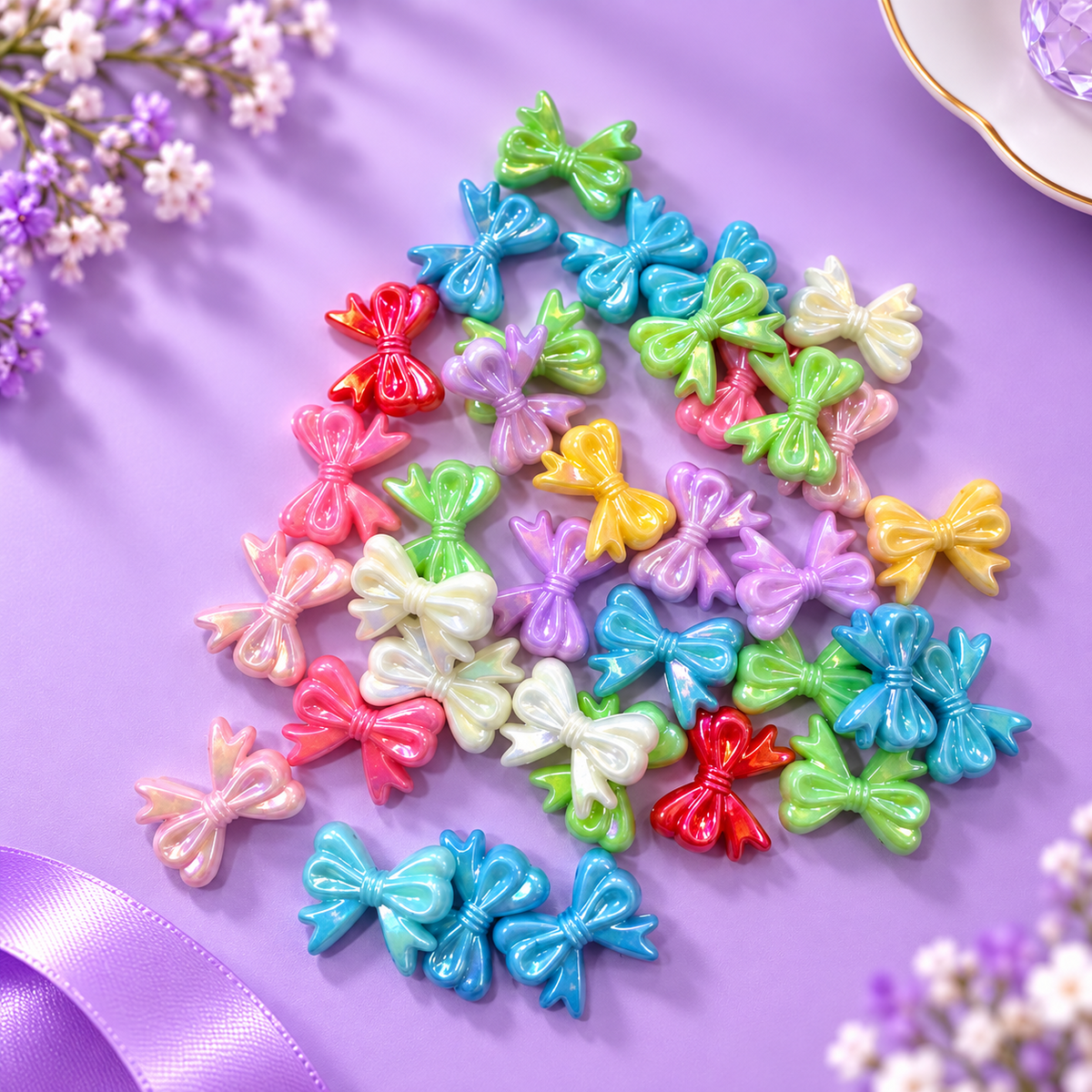 Multishade Crystal Bow Beads