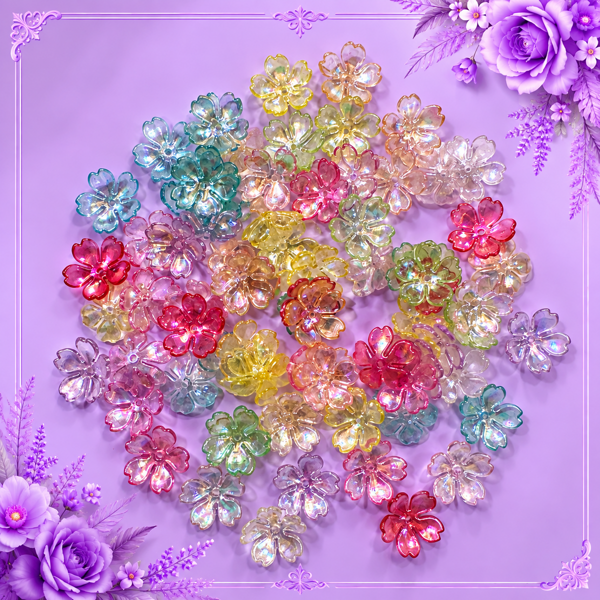 Multishade Crystal Flower Beads