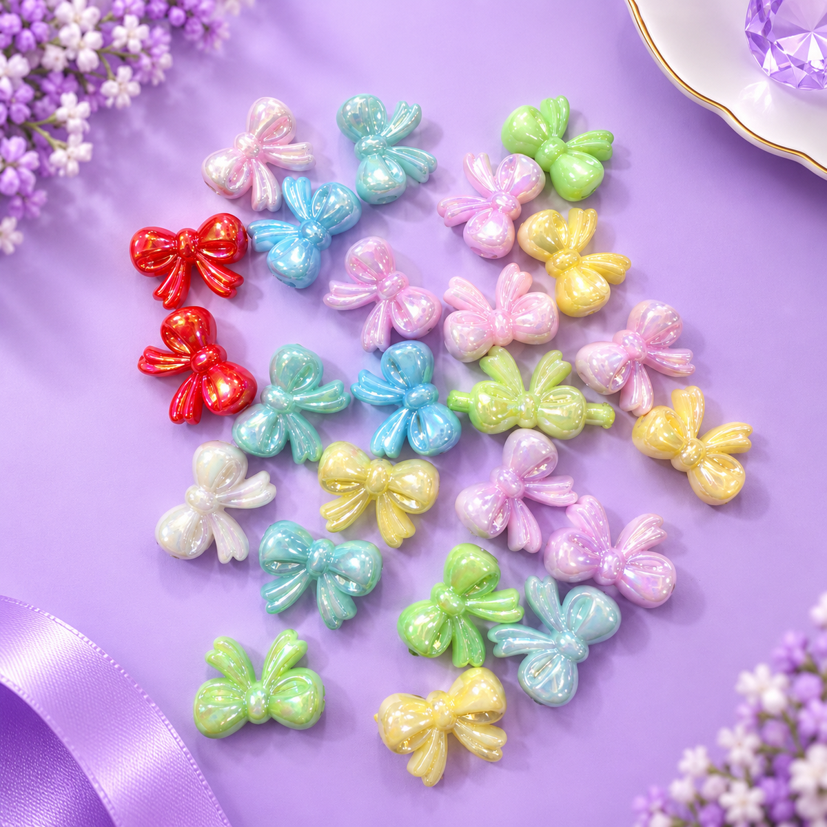 Multishade Crystal Bow Beads