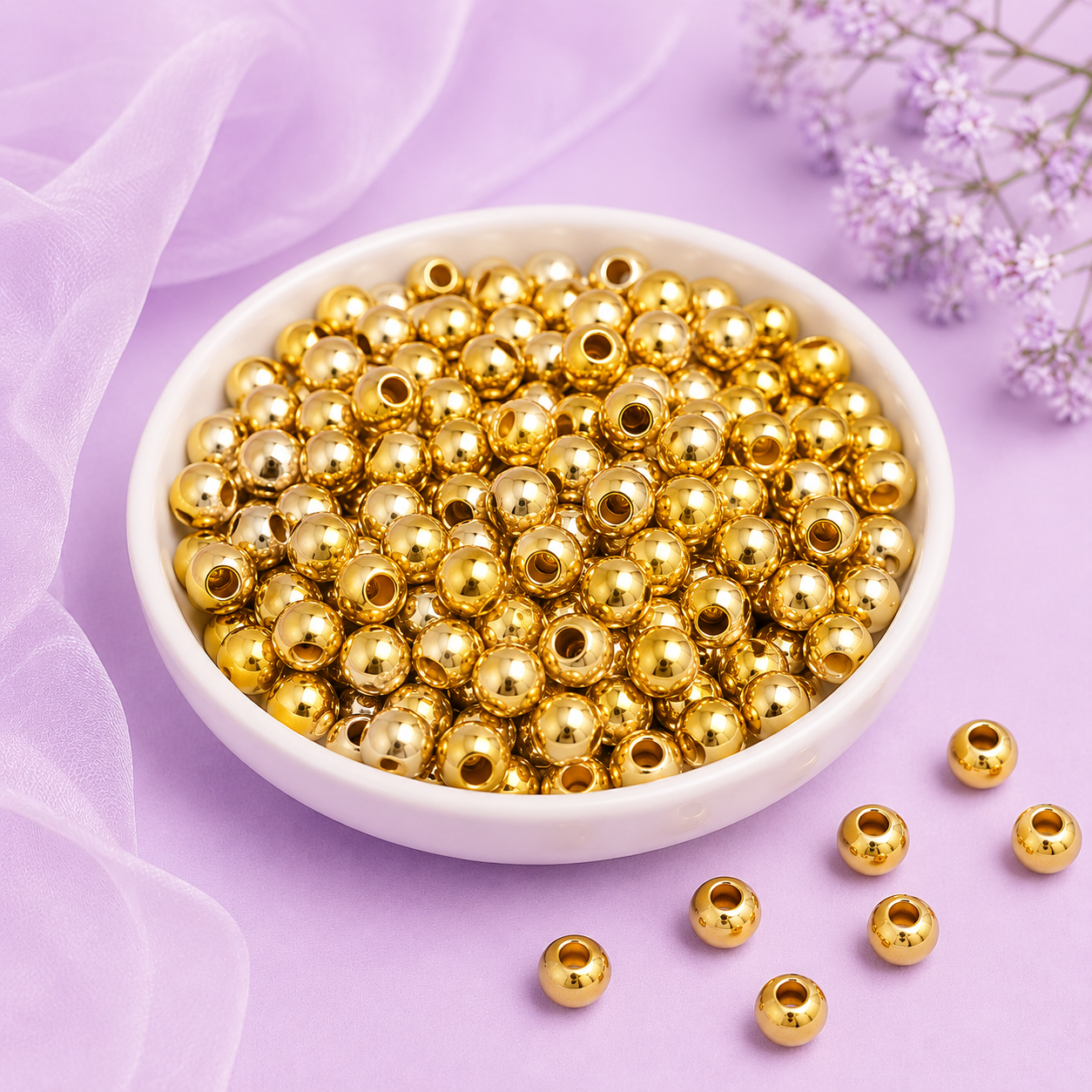 Plastic beads 4mm golden CCB