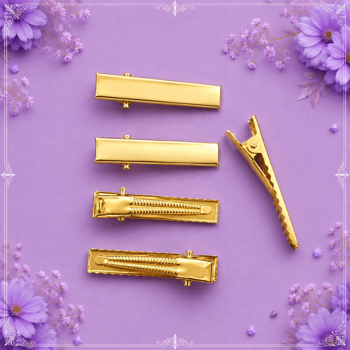 Gold-Plated Alligator Hair Clips 4cm