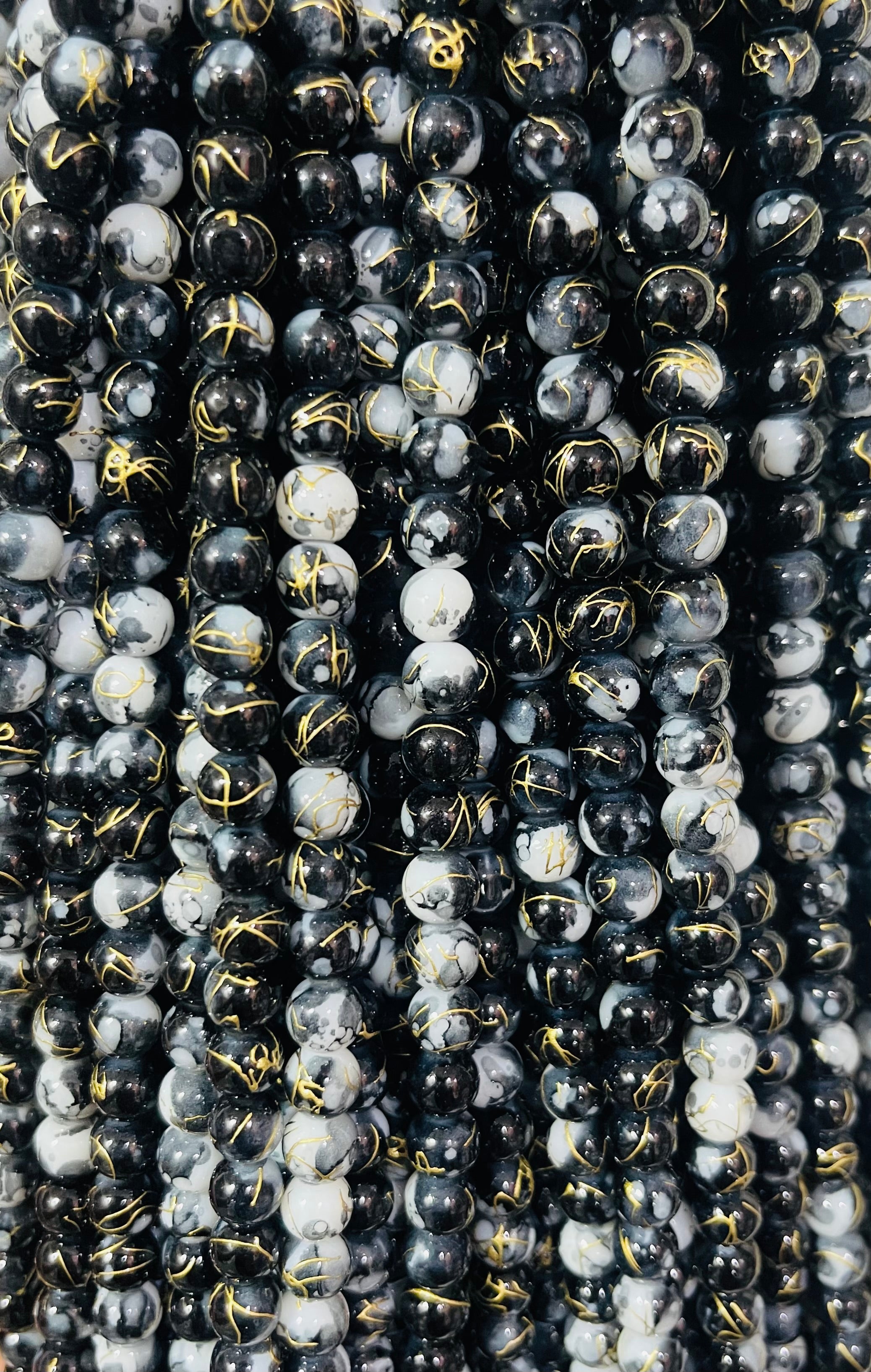 Marble Glass beads 8mm