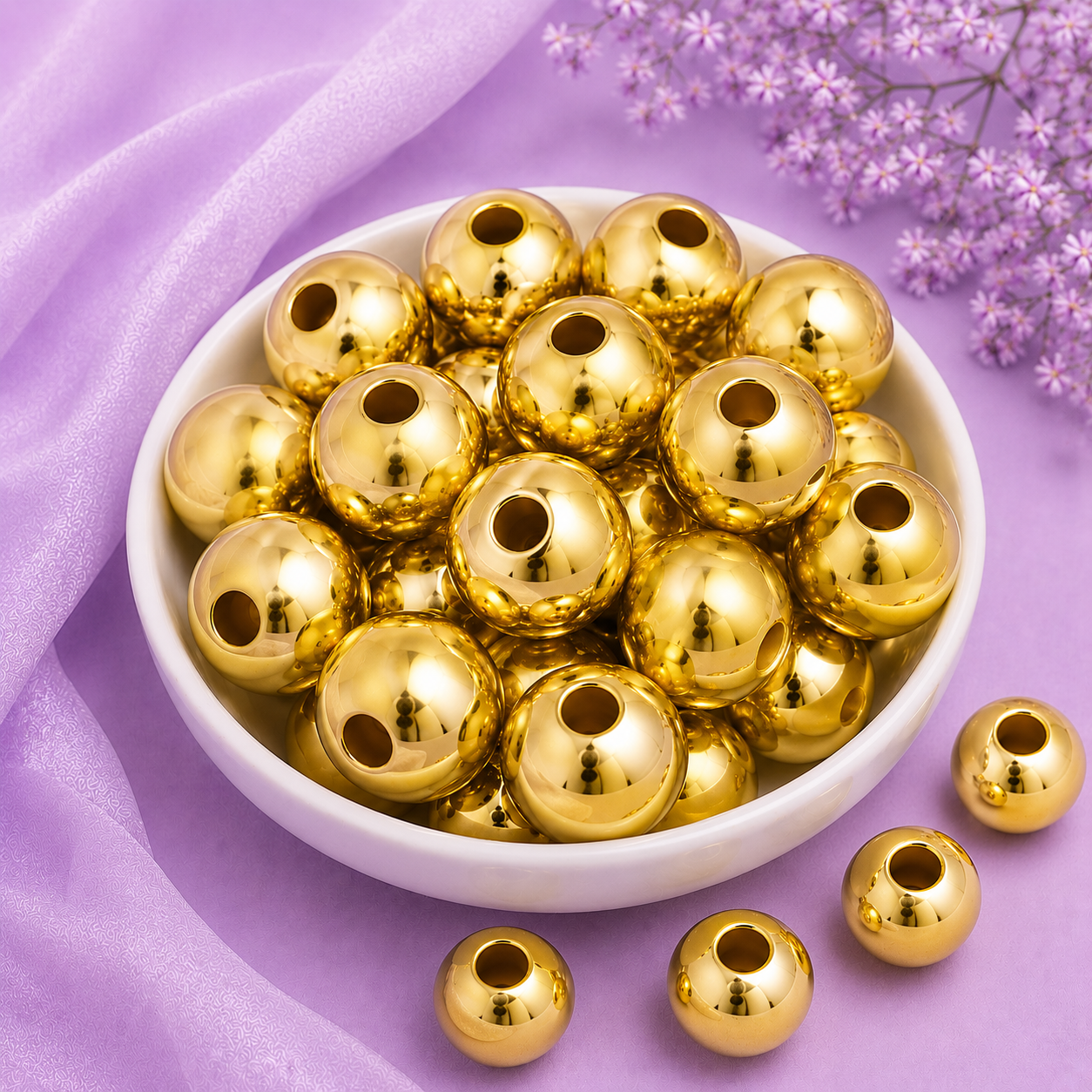 Plastic beads 8mm golden CCB