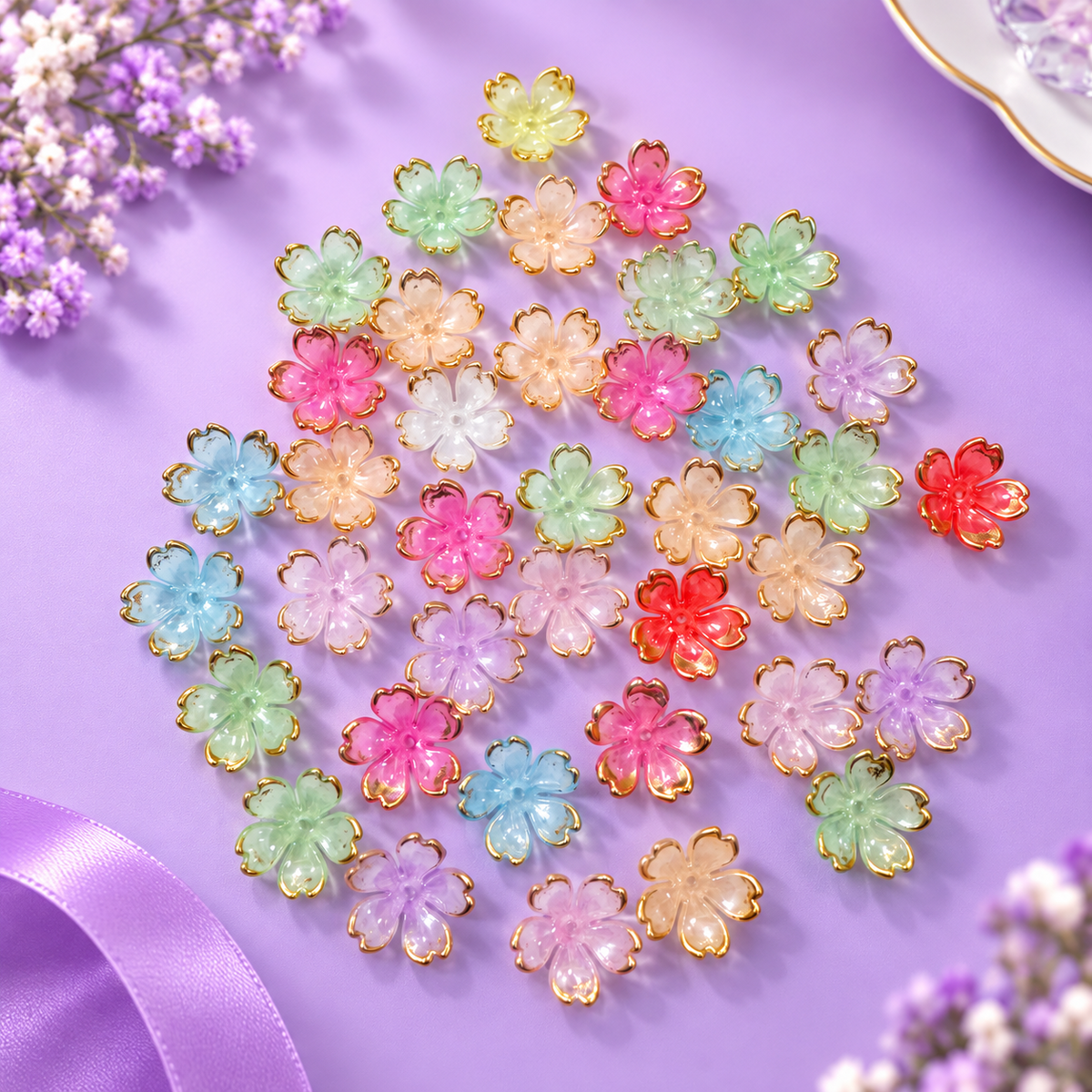 Multishade Crystal Flower Beads