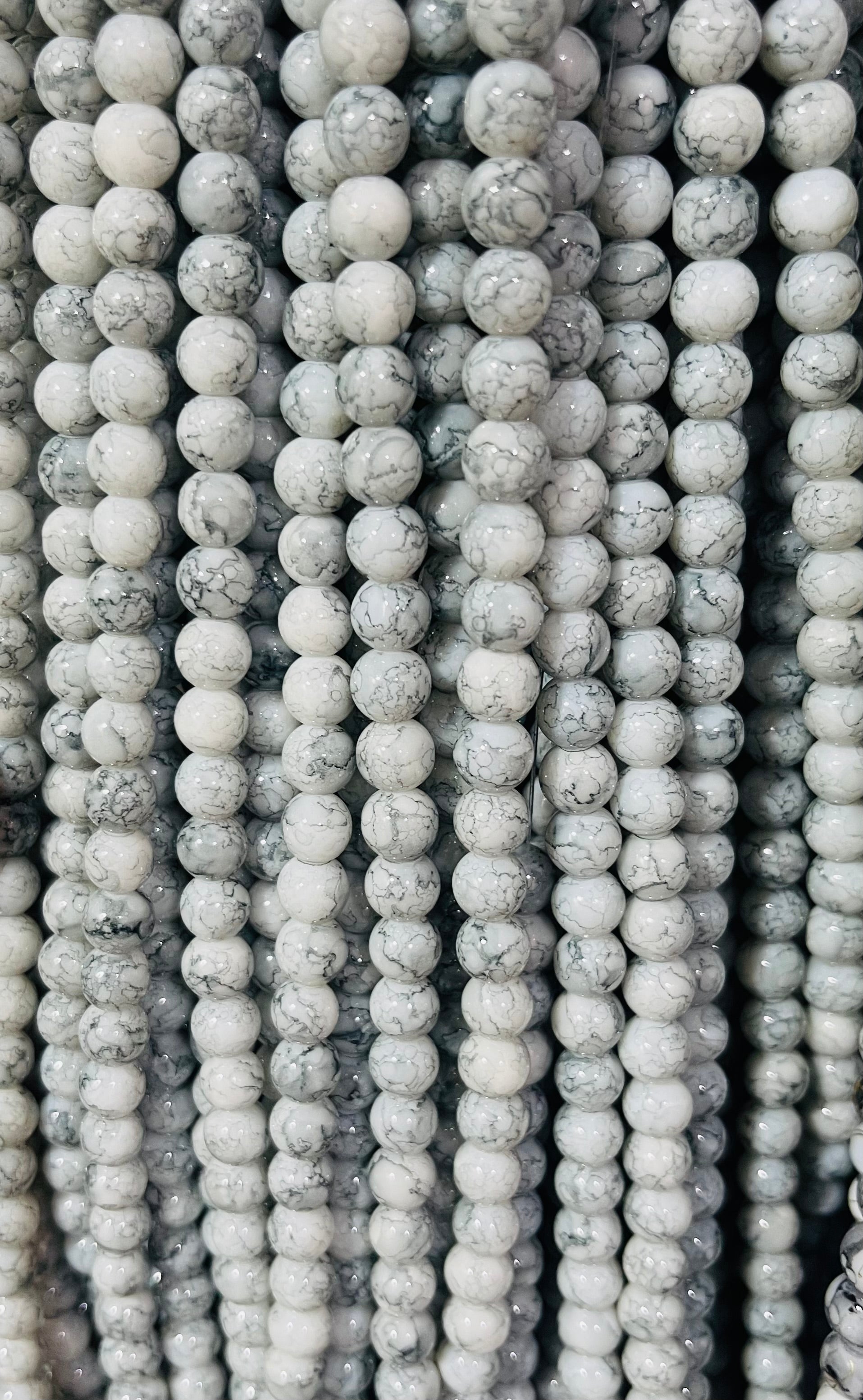 Marble Glass beads 8mm