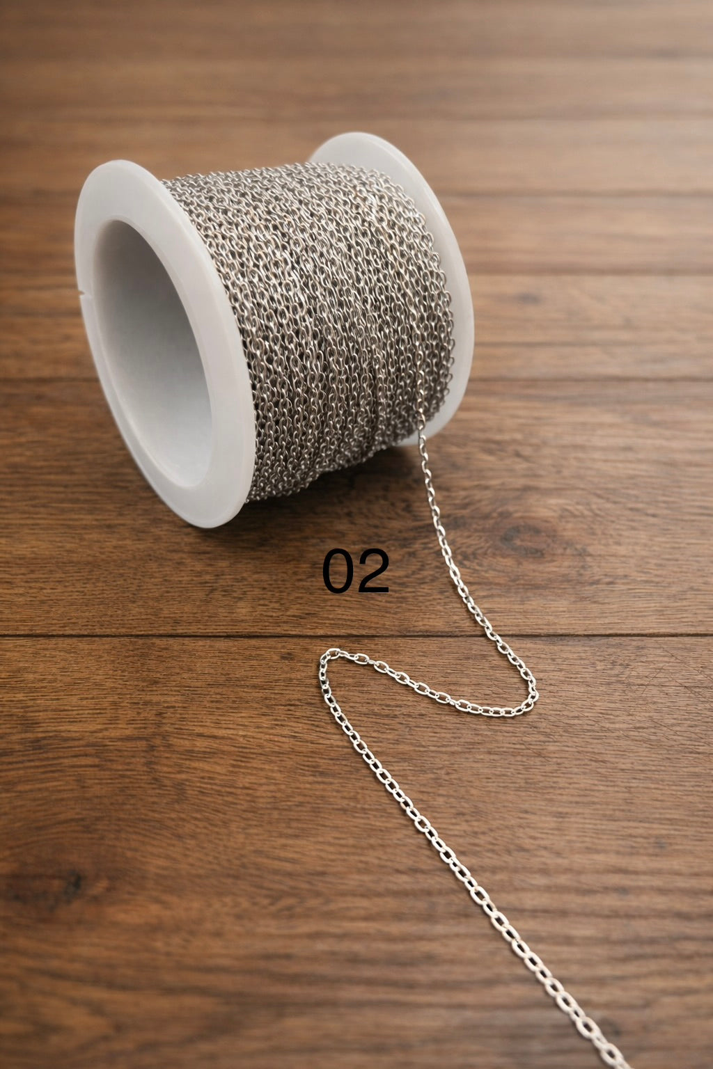 (02)_ 0.5x1mm Stainless Silver Chain