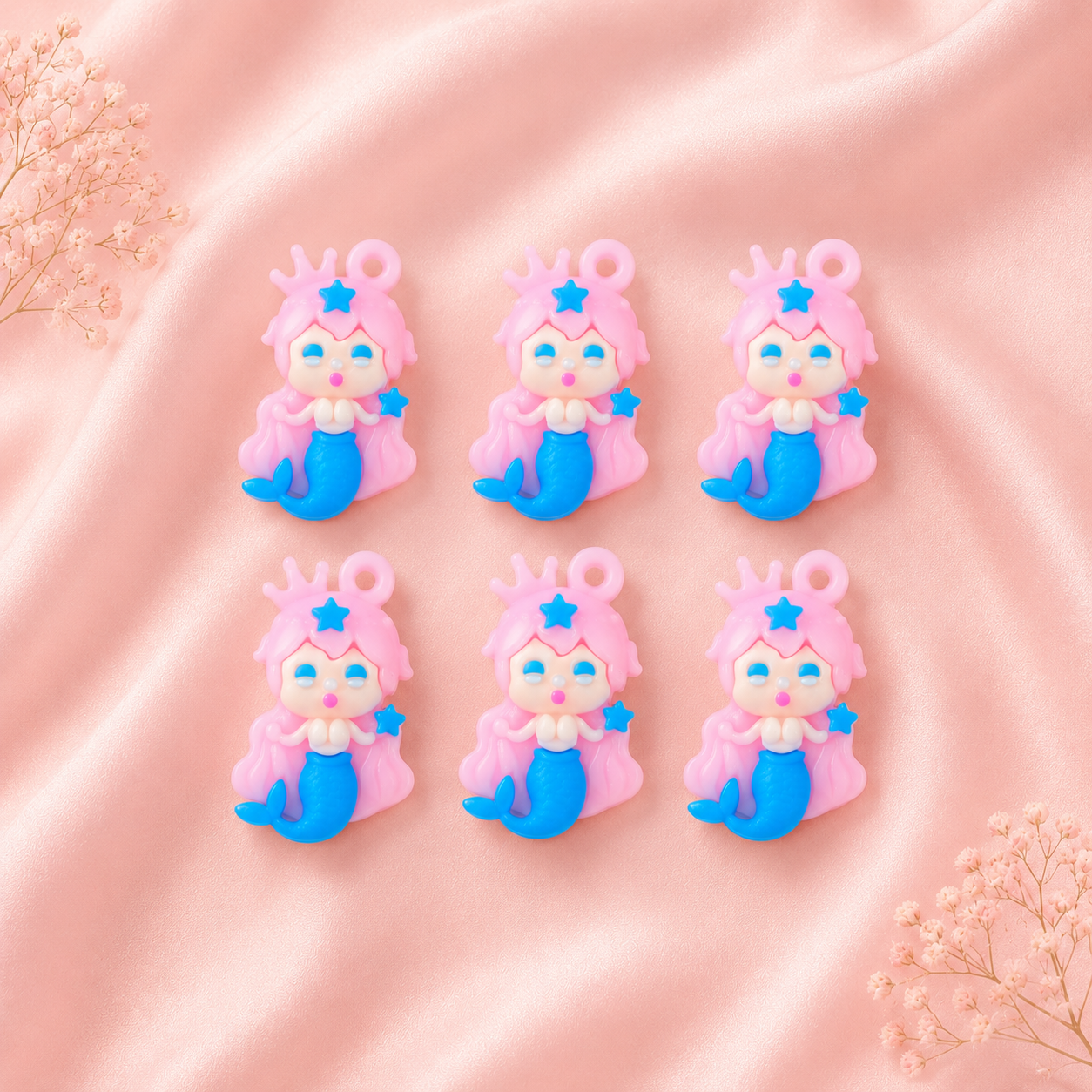 Acrylic Flower Charms (6 Pcs)
