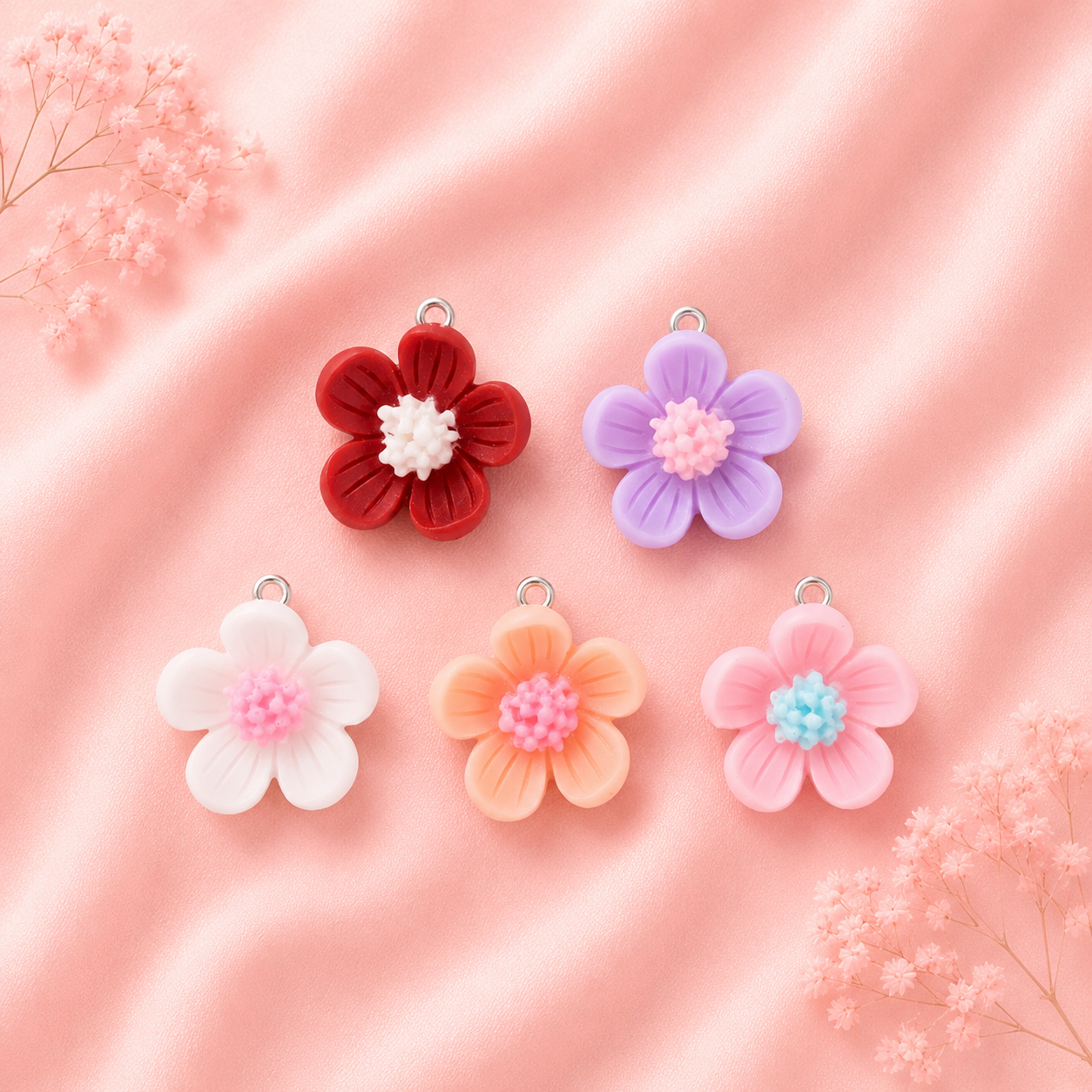 Acrylic Flower Charms (6 Pcs)