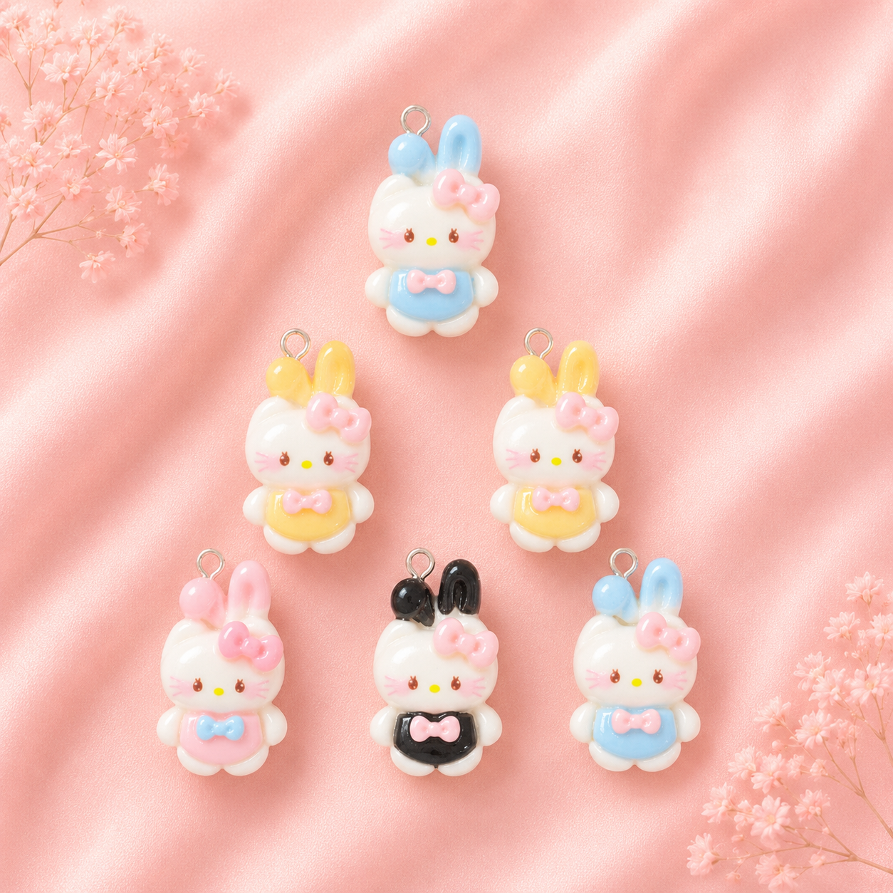 Acrylic Flower Charms (6 Pcs)