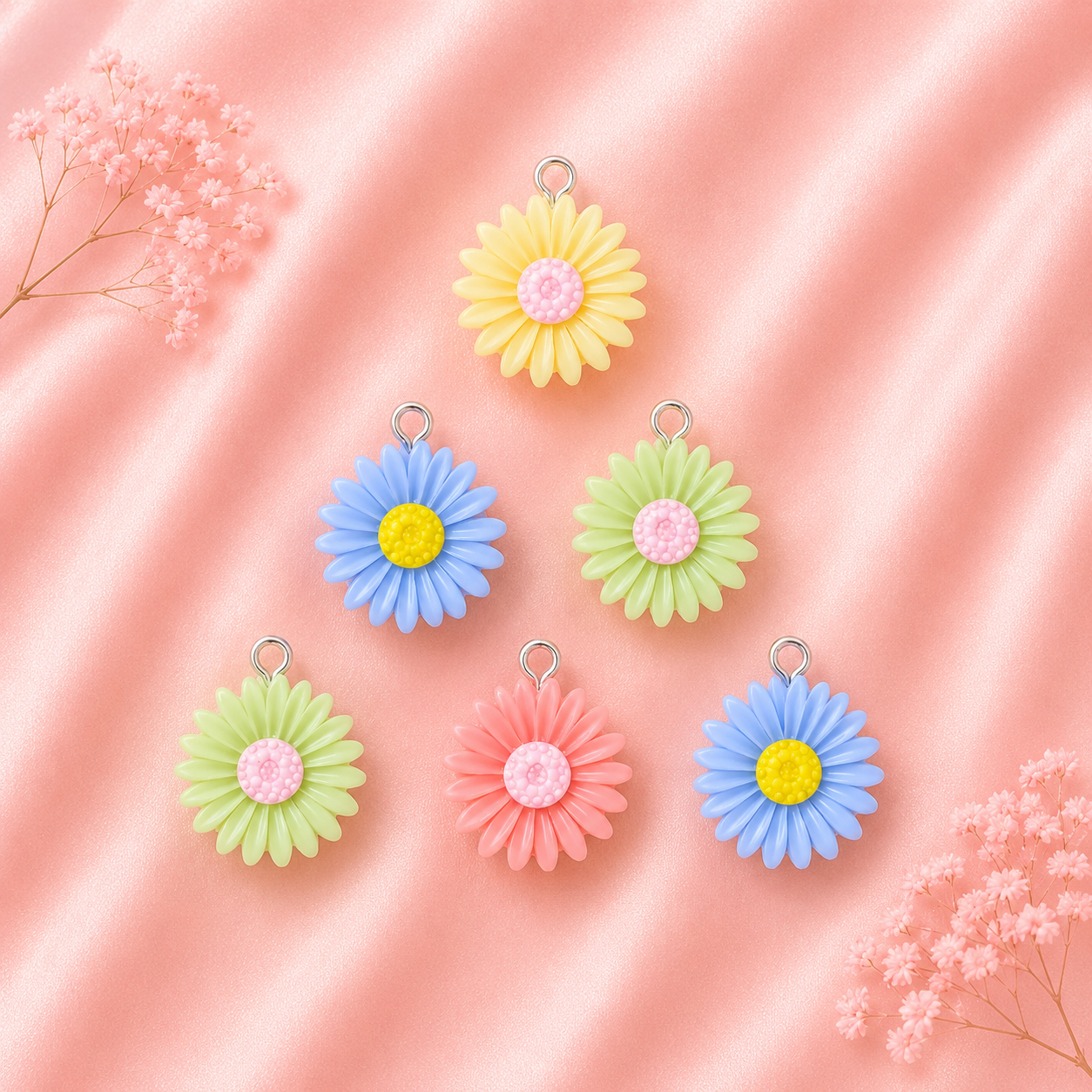 Acrylic Flower Charms (6 Pcs)