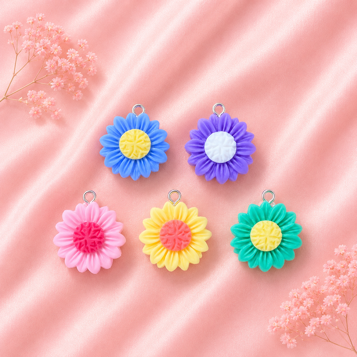 Acrylic Flower Charms (6 Pcs)