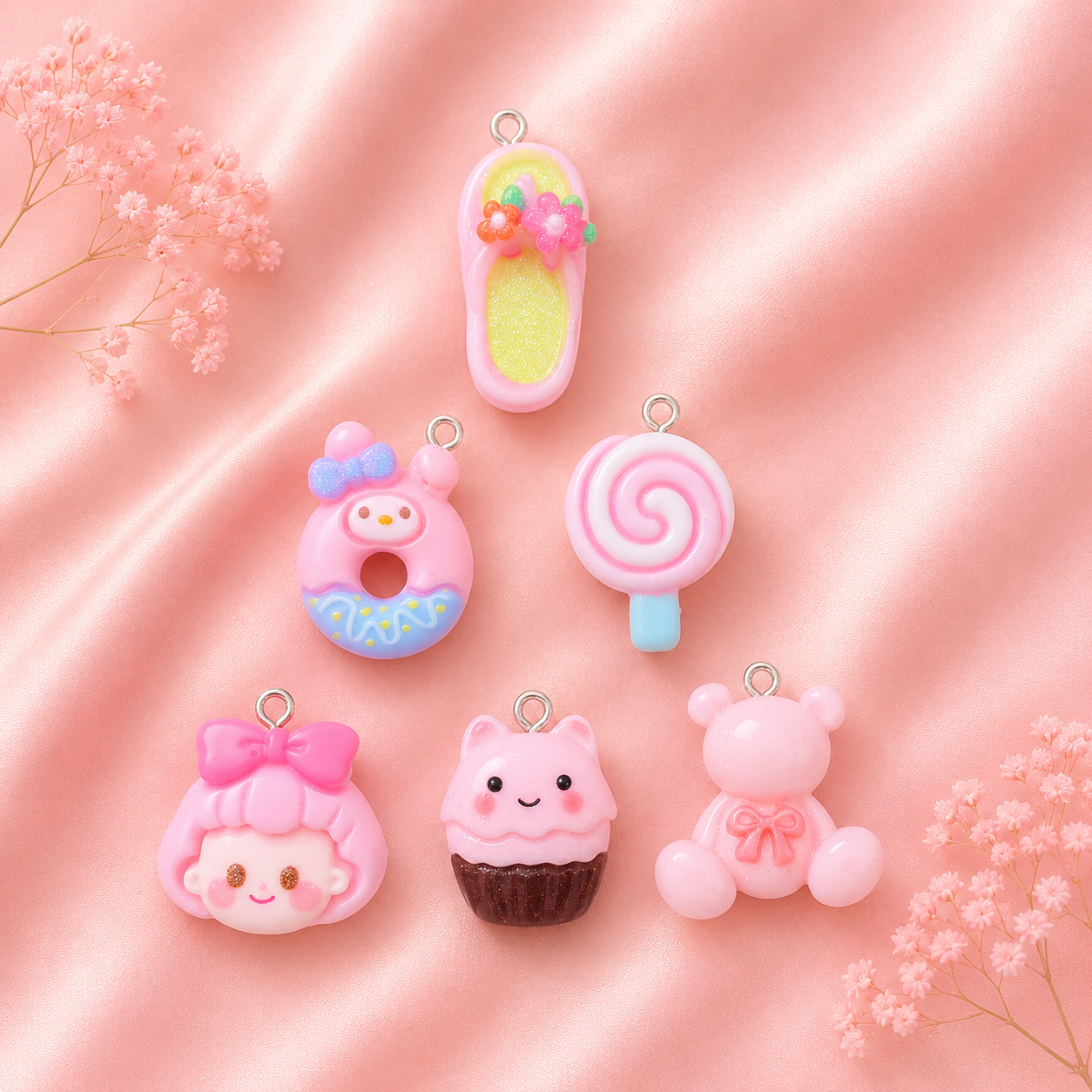 Acrylic Flower Charms (6 Pcs)