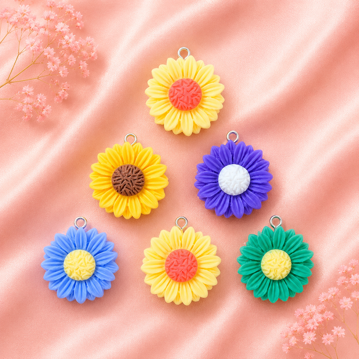 Acrylic Flower Charms (6 Pcs)