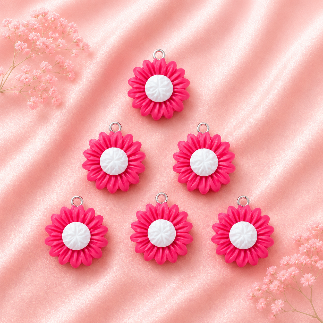 Acrylic Flower Charms (6 Pcs)