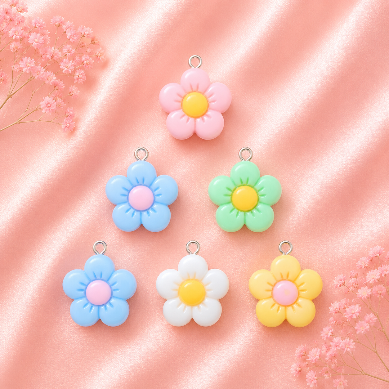 Acrylic Flower Charms (6 Pcs)