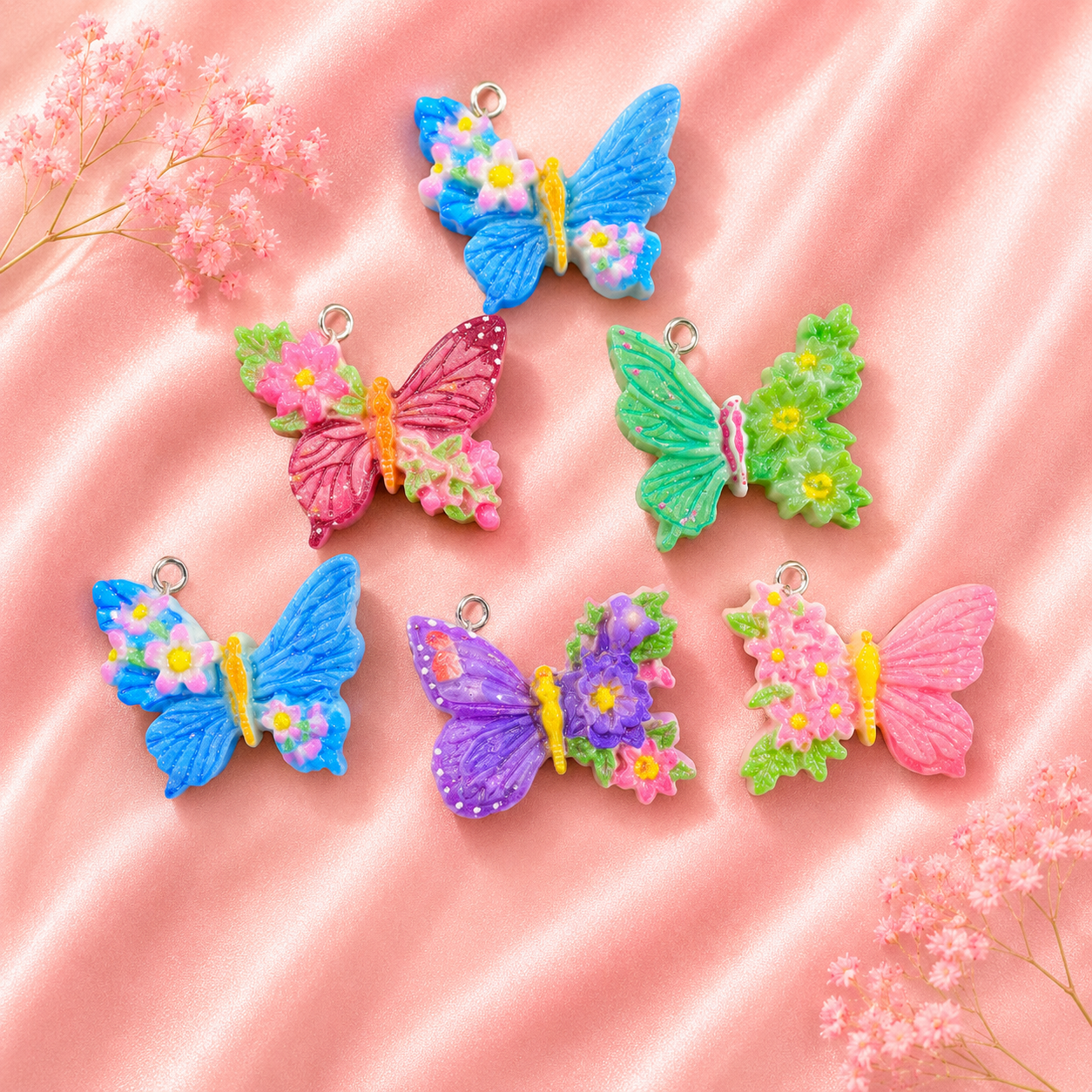 Acrylic Flower Charms (6 Pcs)