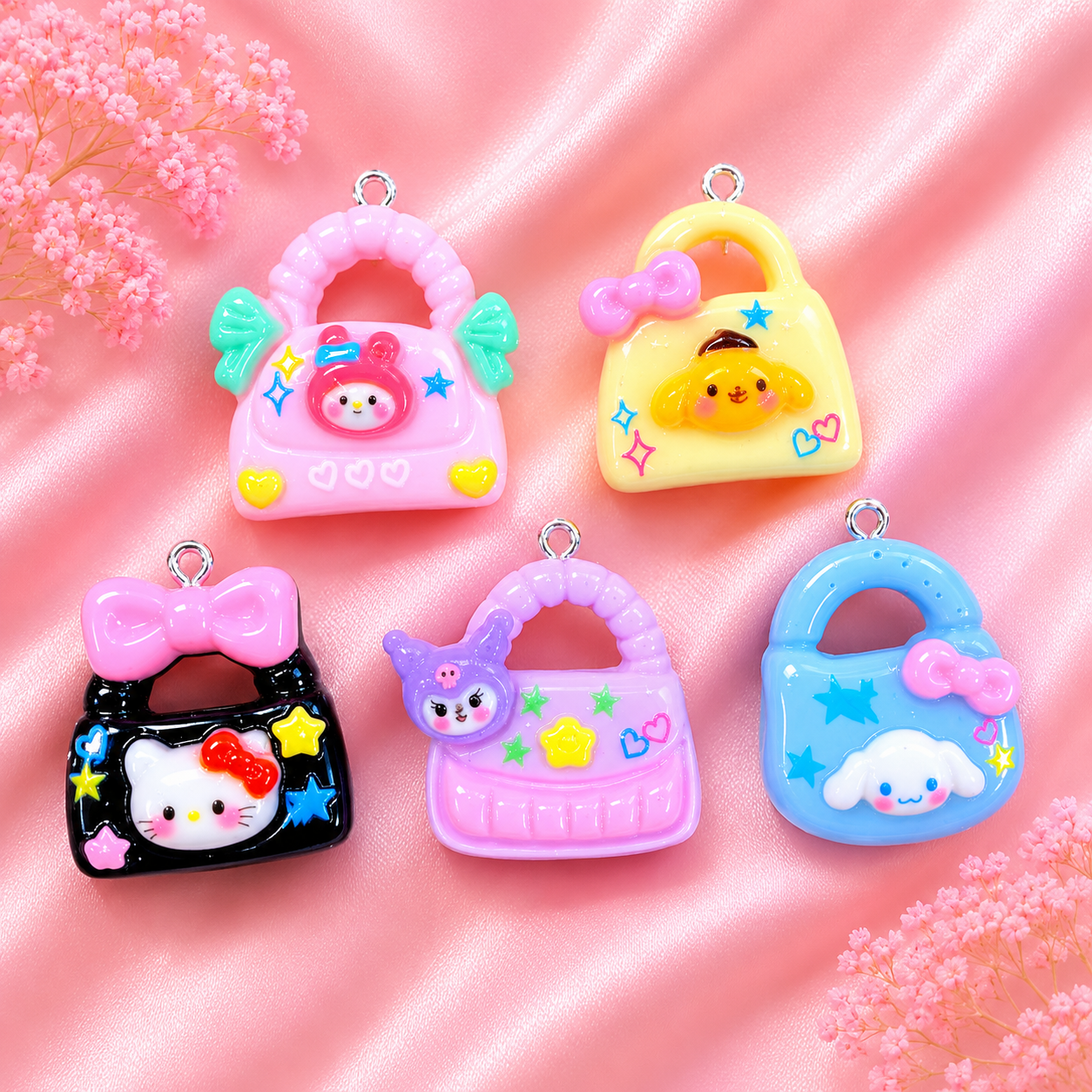Acrylic Flower Charms (6 Pcs)