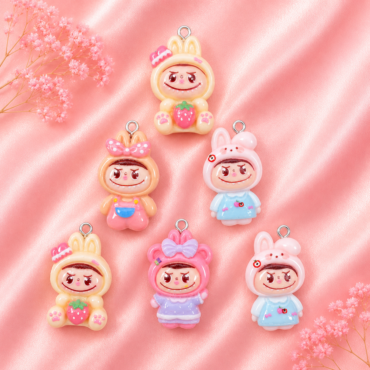 Acrylic Flower Charms (6 Pcs)