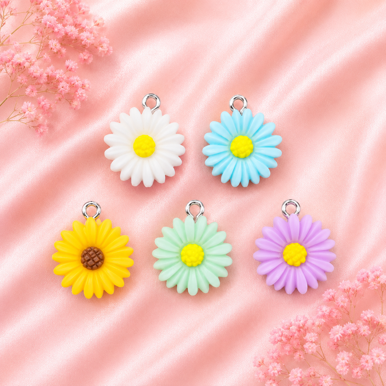 Acrylic Flower Charms (6 Pcs)