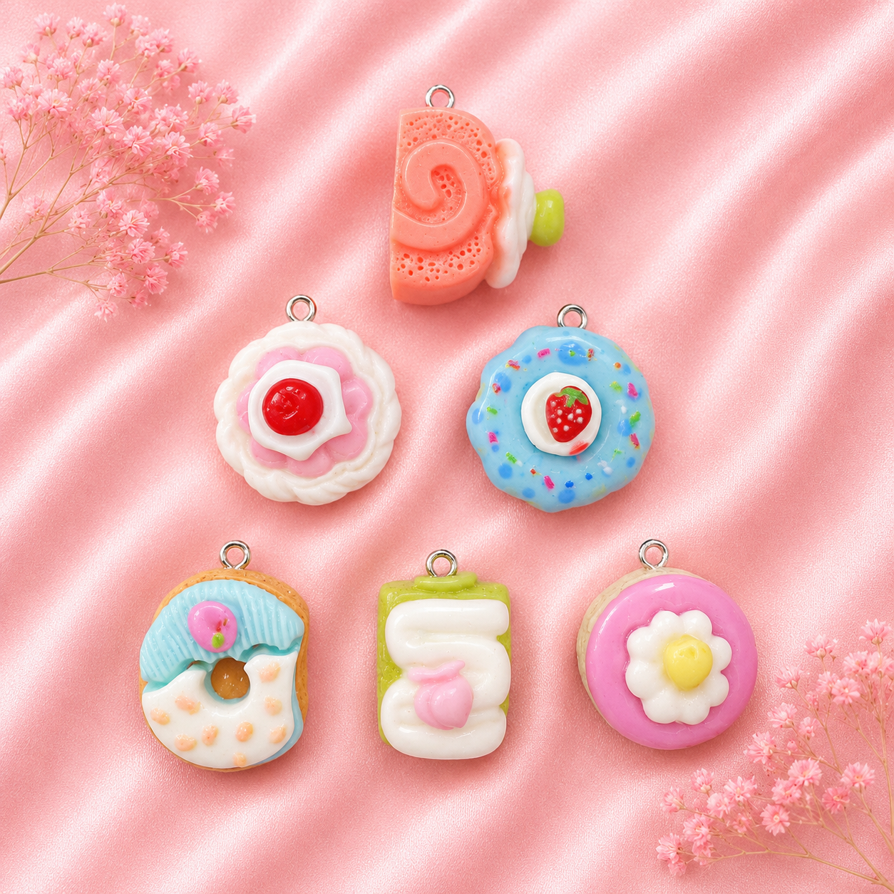 Acrylic Flower Charms (6 Pcs)