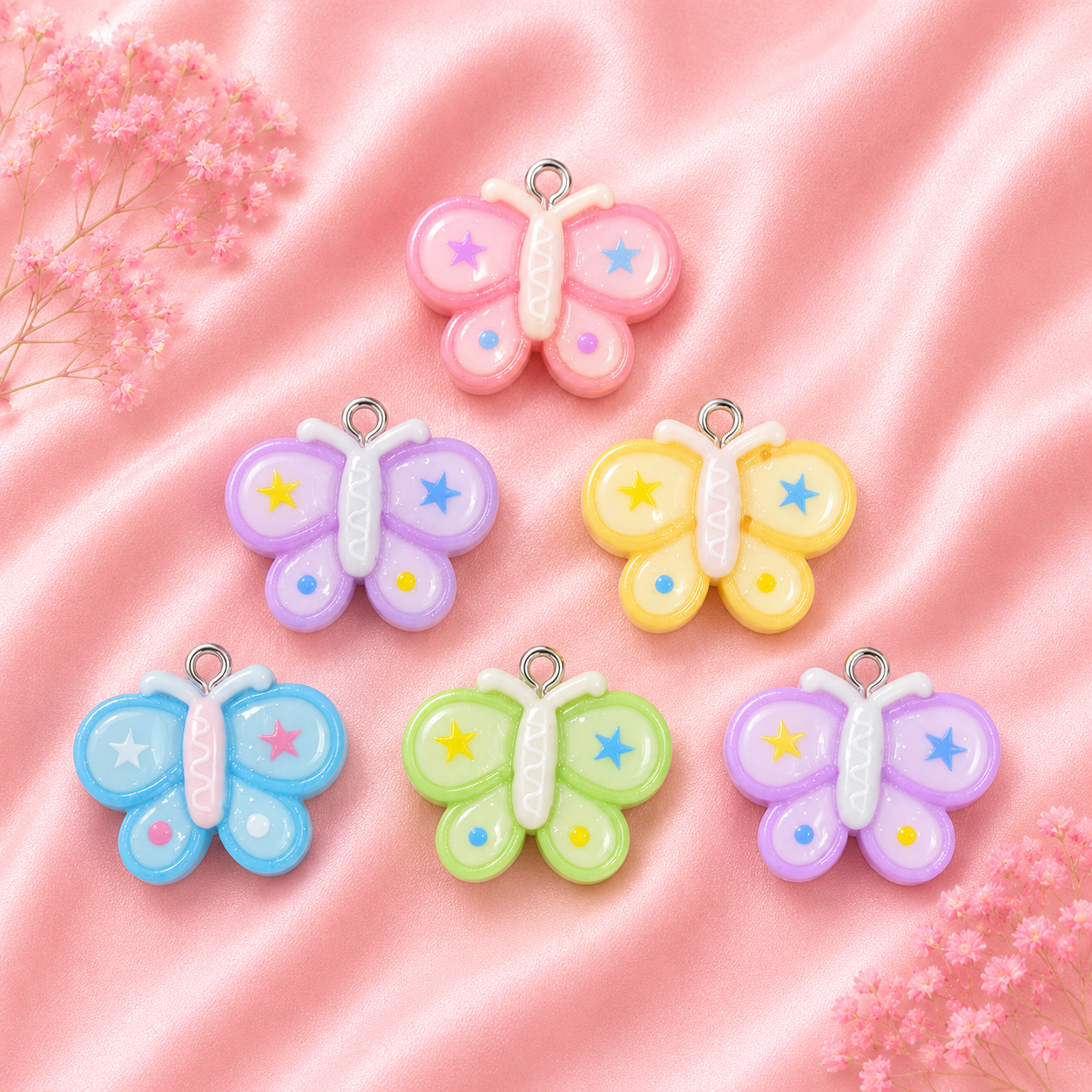 Acrylic Flower Charms (6 Pcs)