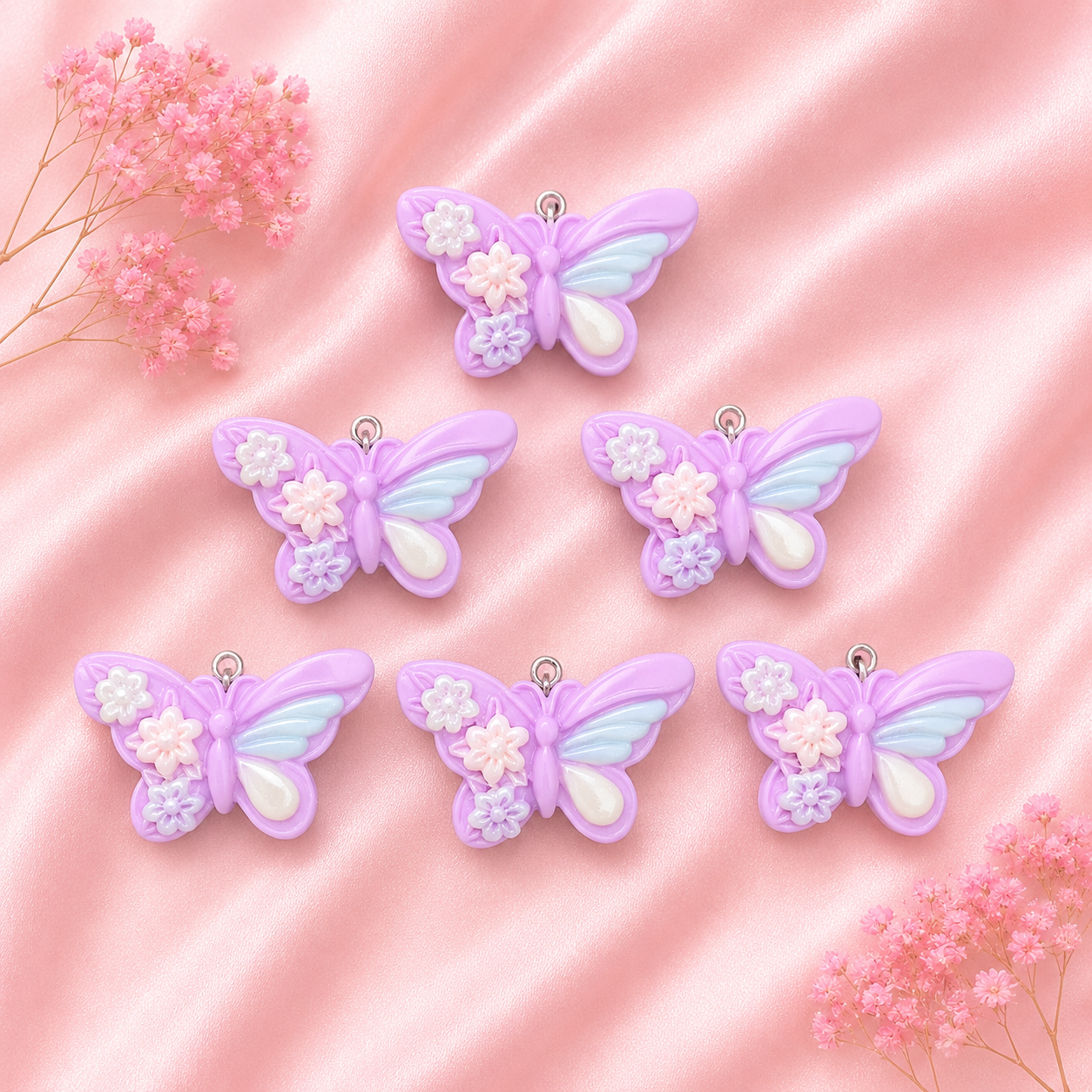 Acrylic Flower Charms (6 Pcs)