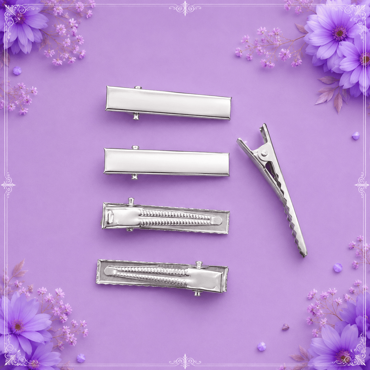 Silver-Plated Alligator Hair Clips 4cm