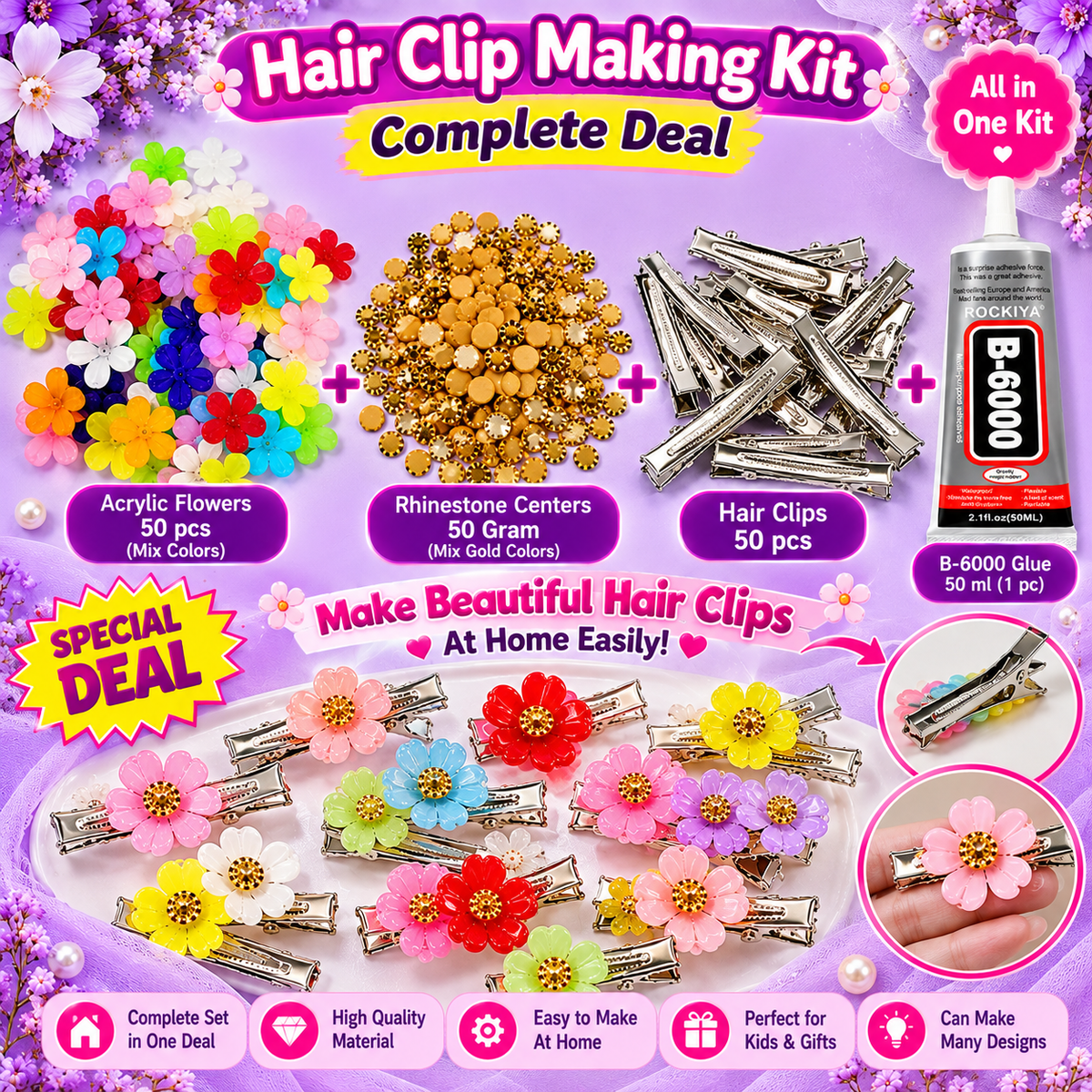 Hair Clip Making Kit – Complete DIY Hair Accessories Making Deal