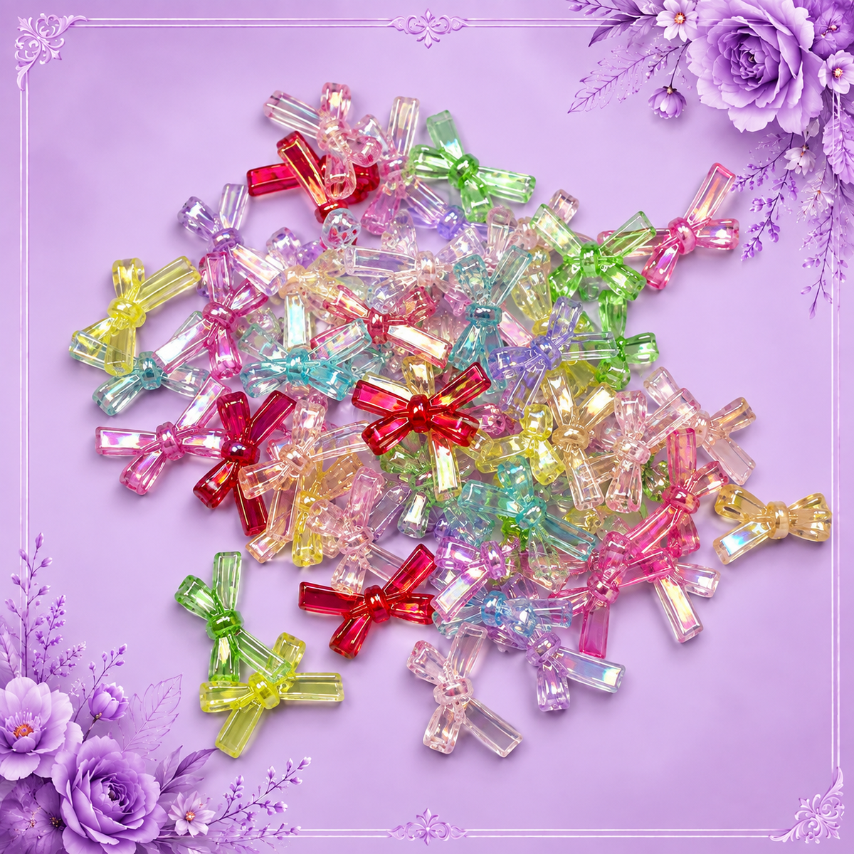 Multishade Crystal Bow Beads