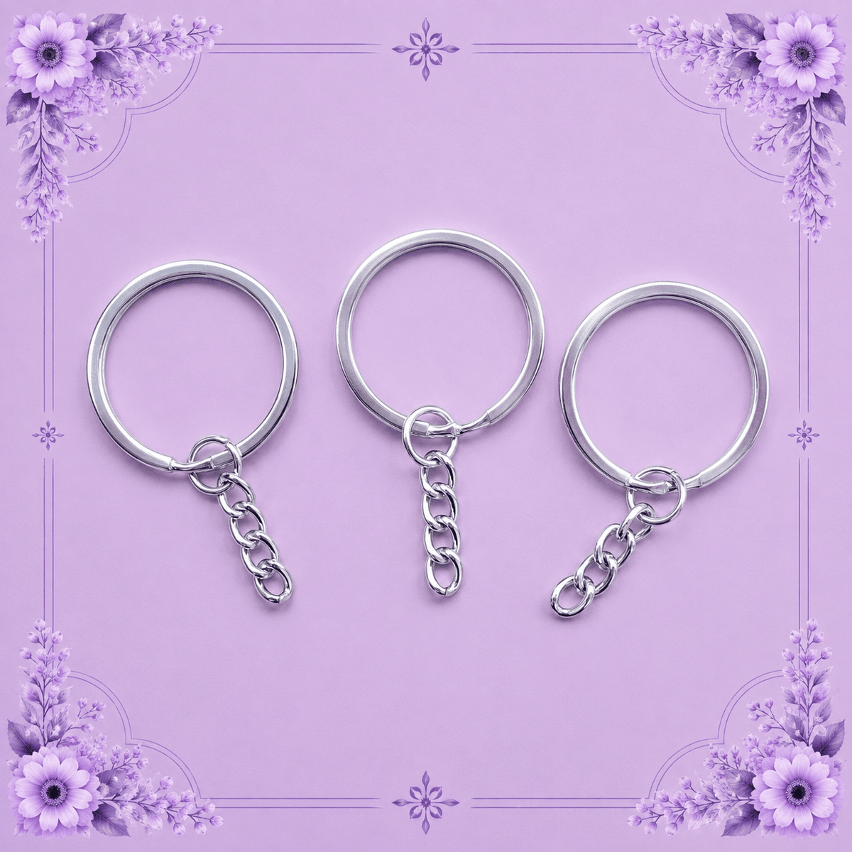 Silver-Plated Keychain Rings with Chain