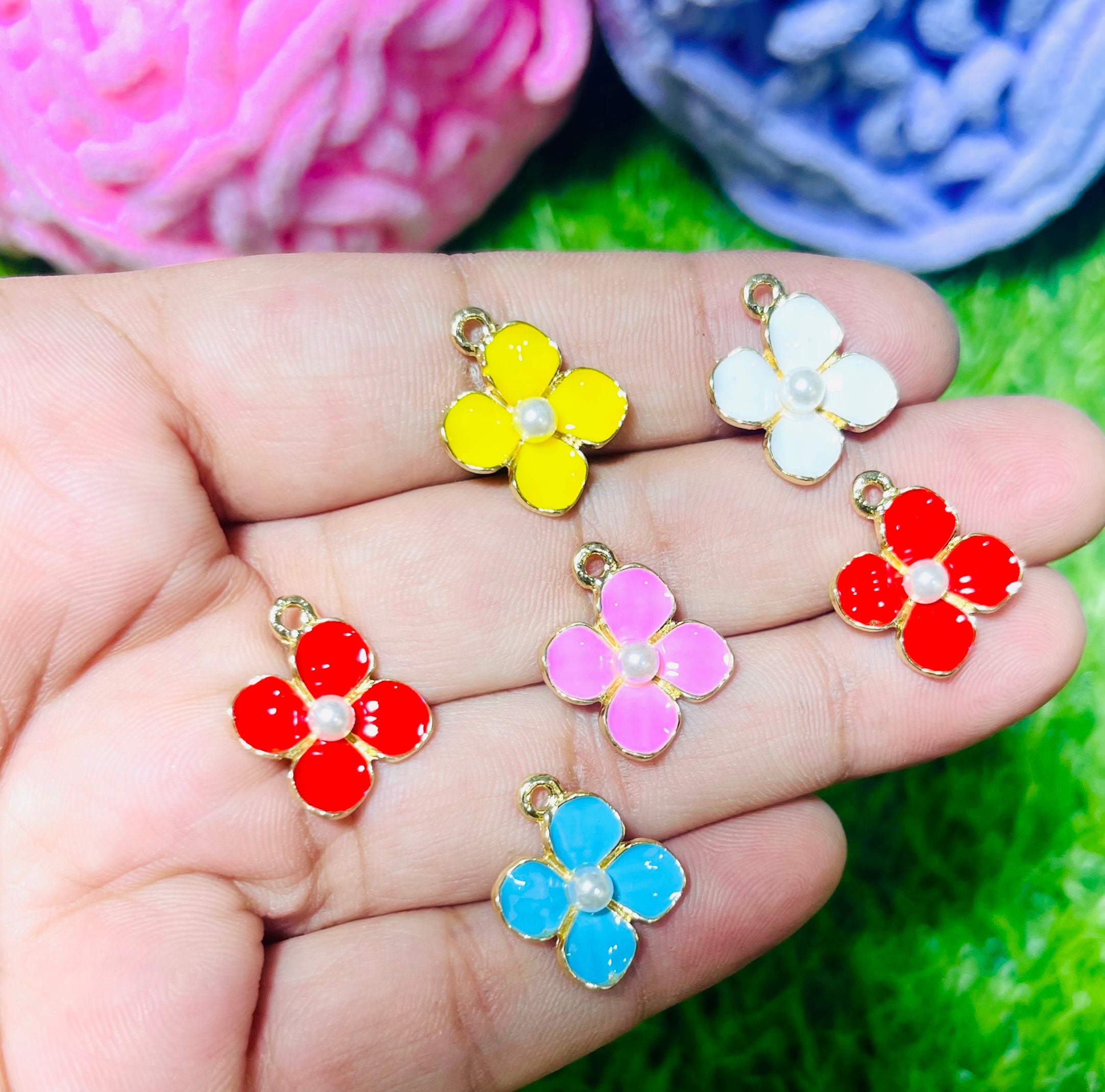 Flower Charms 6 pcs
